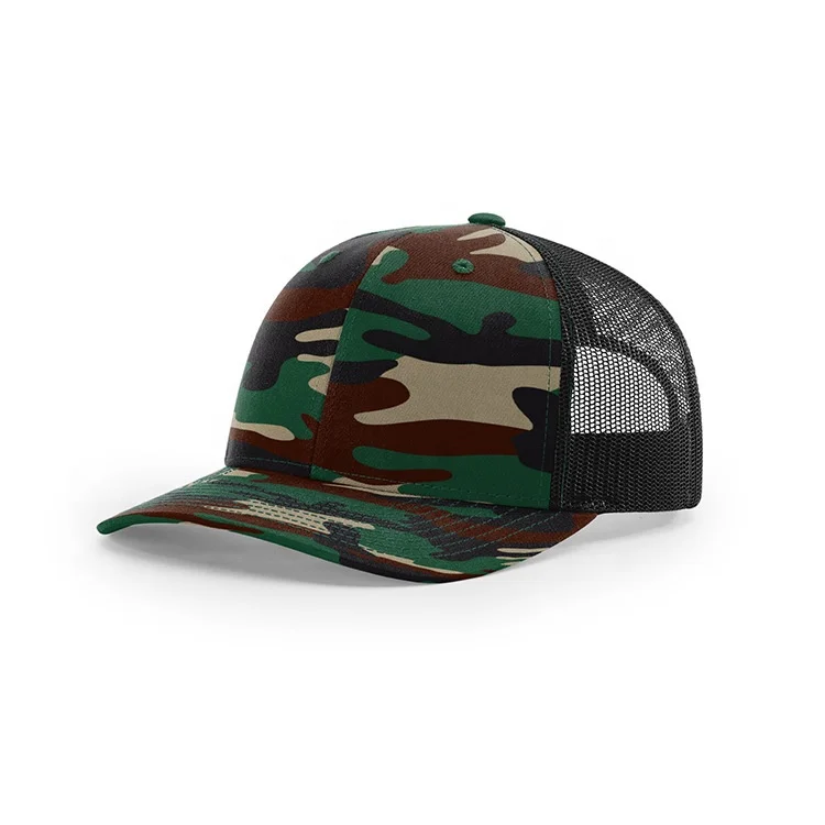 Wholesale high quality summer fashion in stock low MOQ unisex colorful 6 panel camouflage richardson 112 camo trucker hat