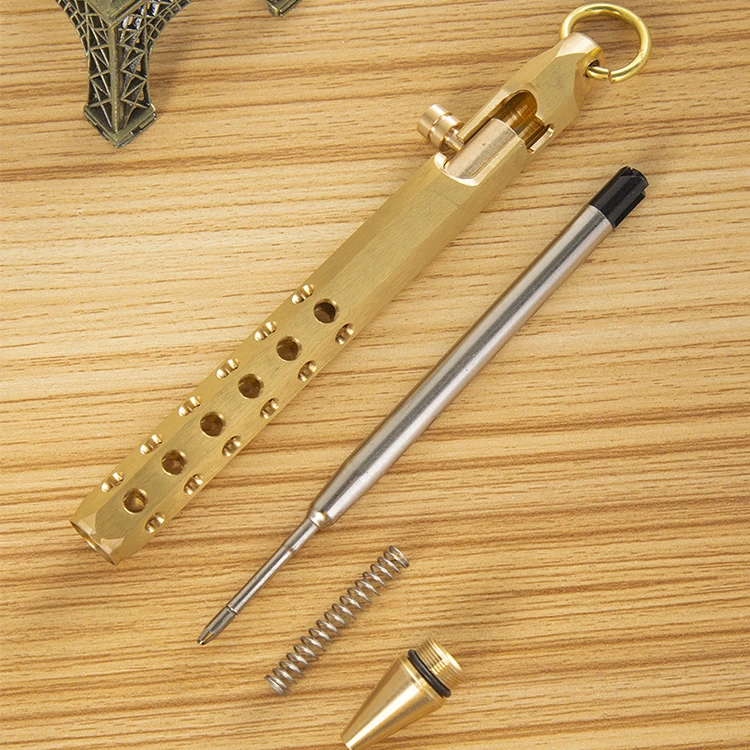 Six-edged Brass Retro Gun Bolt Creative Metal Signature Outdoor Personal Defense Tactical pen