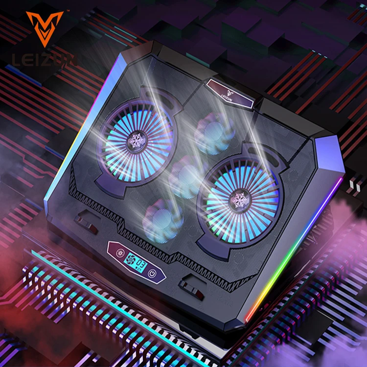 Охлаждающая подставка для ноутбука, 5 вентиляторов, порты USB и Tpye-C, охладитель для ноутбука с подсветкой и светодиодным дисплеем, ноутбук