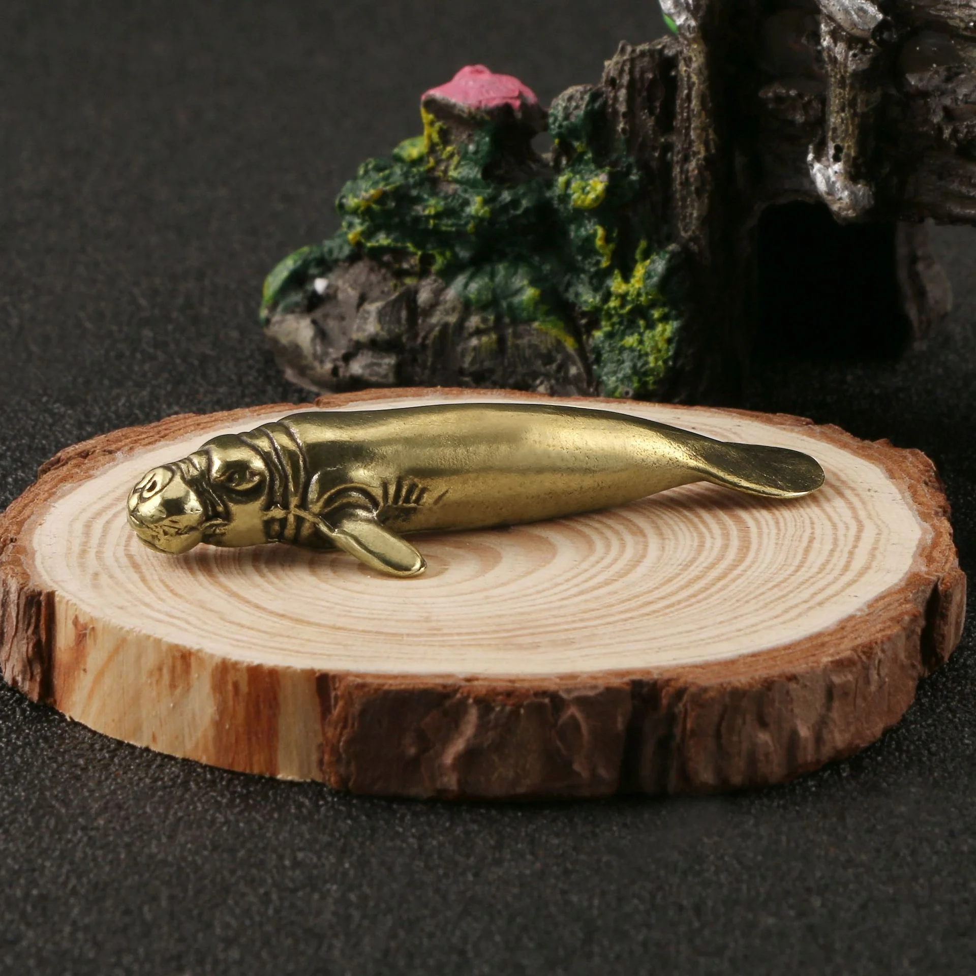 Craft simulation sea lion statue decore Toy statue home sea lion ornaments brass decoration