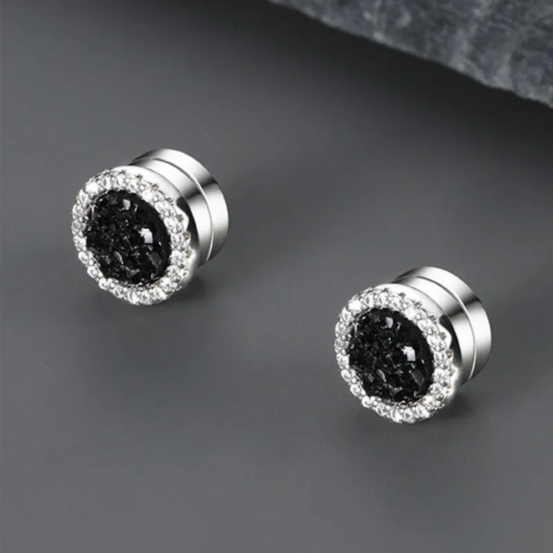 Luxurious Shiny Zircon Magnetic Earring for Men Personality Round No Piercing Earrings Male Jewelry Accessories