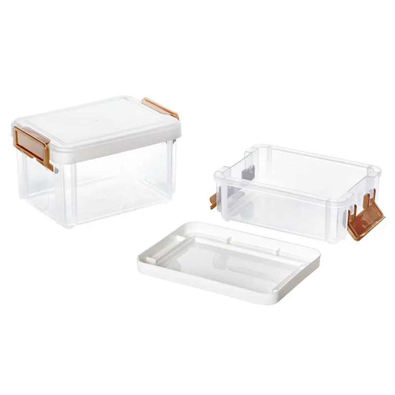 EVERSMILY Latching Box with Lid 210ml & 360ml Plastic Transparent Bins & Things Organizer 2 Layer Stack Box Storage Container