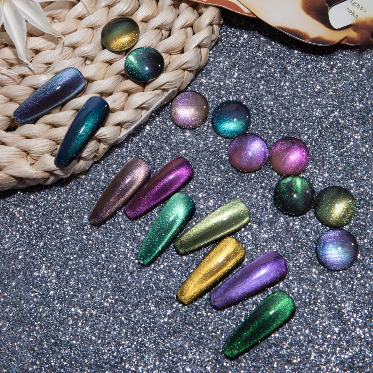 ZRKGEL Long-lasting 15ml 9 colors High Pigmented Sock off Nail Gel Polish Double Color magnetic Cat Eye UV/LED Gel Polish Set