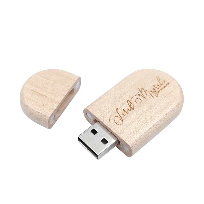 YONANSON USB Flash Drive Wooden Oval Pendrive Free Custom Logo Data Storage U Disk Memory Stick Gift Wholesale