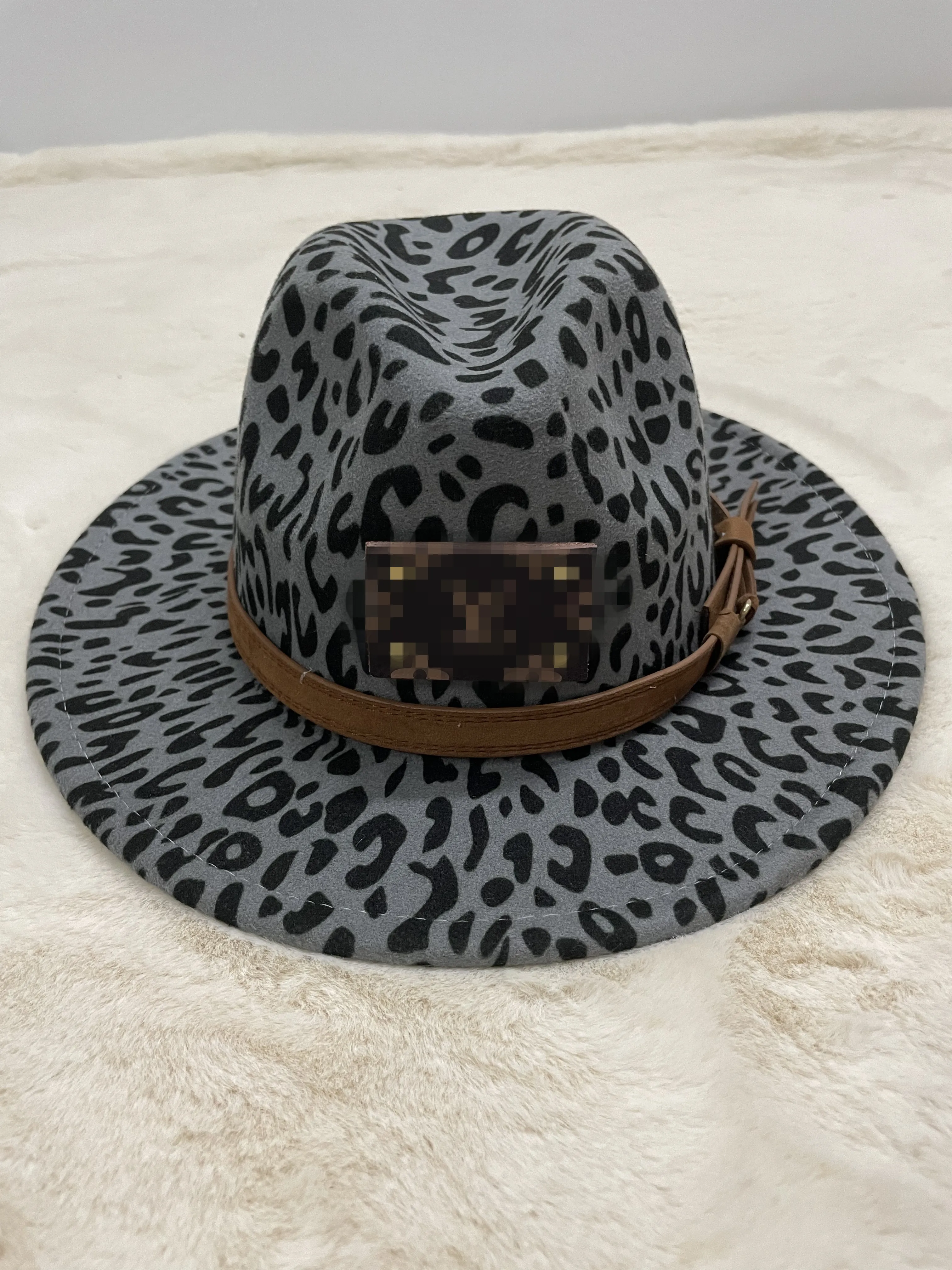 Новая Стильная осенне-зимняя Классическая джазовая шляпа с большими широкими полями и леопардовым принтом, мужская и женская шляпа, шляпы-федоры