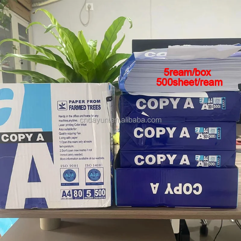 Premium quality A4paper 70/75/80gsm double A4 copy paper manufacturer School& Office Supplies