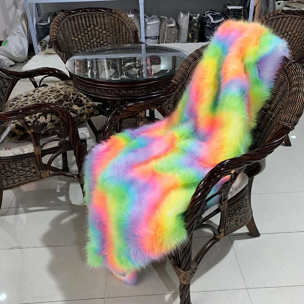 Wholesale wonderful colorful  long high pile  hair plush artificial fur fabric fake fur for garment throw blanket