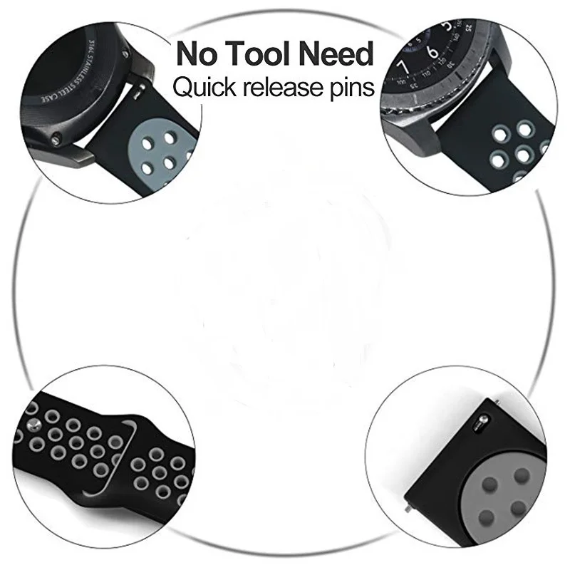 OULUCCI 22mm 20mm Silicone Strap For Samsung Galaxy Watch 46mm 42mm S3 Classic S2 Sport Band For amazfit bip strap