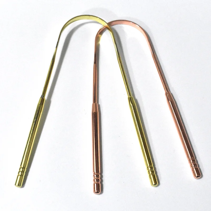 Hot Sale Stainless Steel  Gold/Rose Tongue Scraper Cleaner Scraper Copper