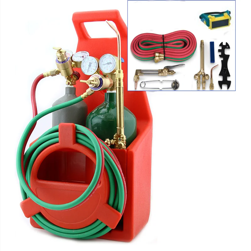 Upgraded Version Professional Portable Tote Oxy Acetylene Welding Brazing Cutting Torch Kit With Double Wheels,Portable Welding