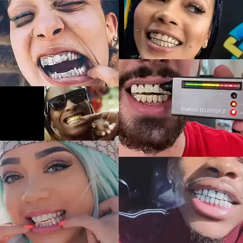 Luxury Brand Jewelry Custom Vvs Moissanite Grillz Hip Hop Iced Out Diamond 10K 14K 18K Gold 925 Silver Custom Grillz for Teeth