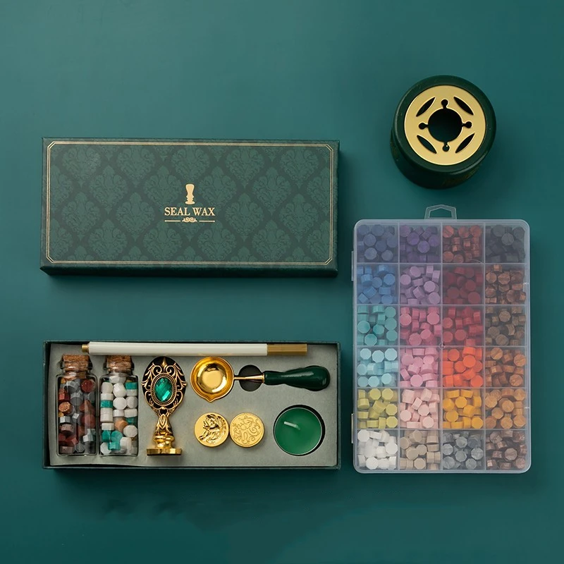 Factory Creative Wax Stamps Granule Set Gift Box Luxury Wax Seal Stamp Kit Set Envelope Sealing Wax Stamp Seal Set Kit OEM