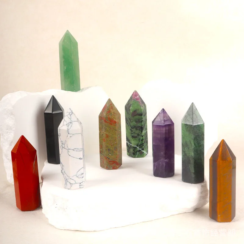 Natural Crystal Red Jasper Hexagonal Pillar Ornament Double-Pointed Original Stone Polished Demagnetized for Healing Energy