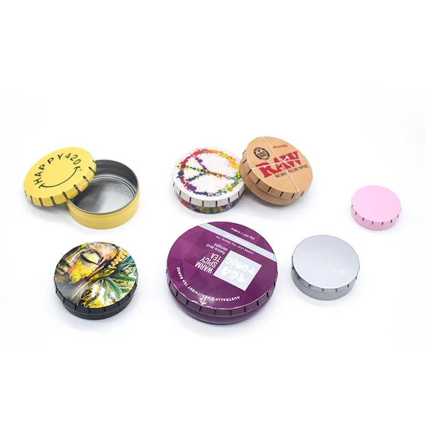 Custom Small Round Mint Candy Storage Airtight Empty Click Clack Tin Box