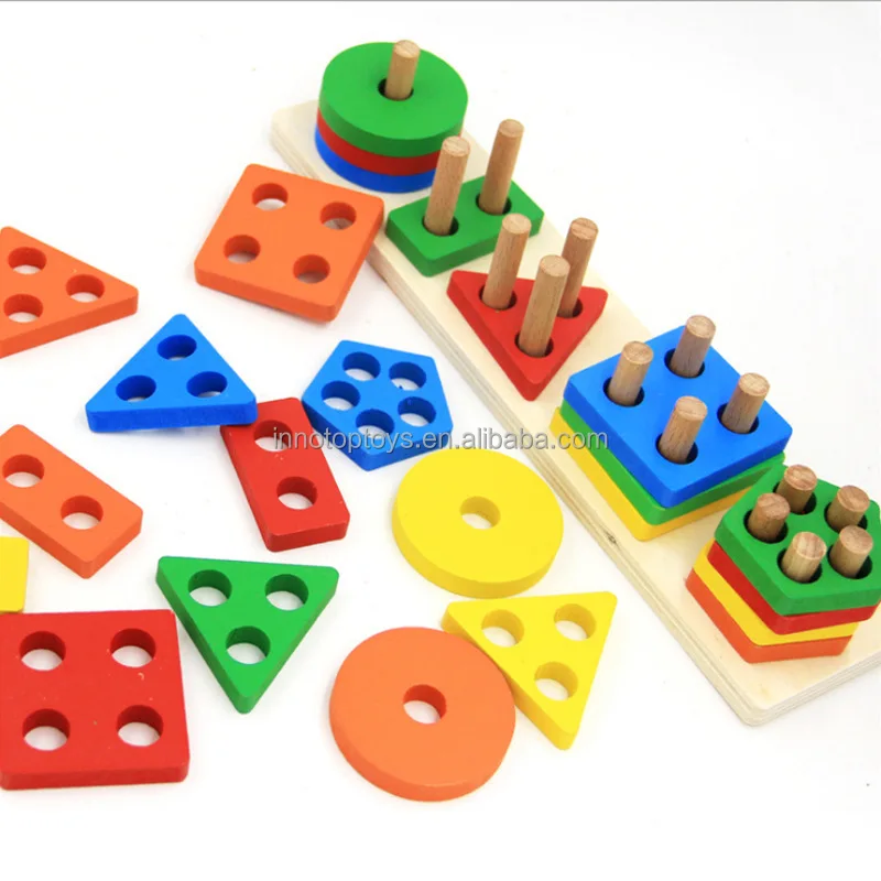 Wooden montessori  educational games toys rainbow color sorting toys wooden  pyramids stacking semicircle blocks