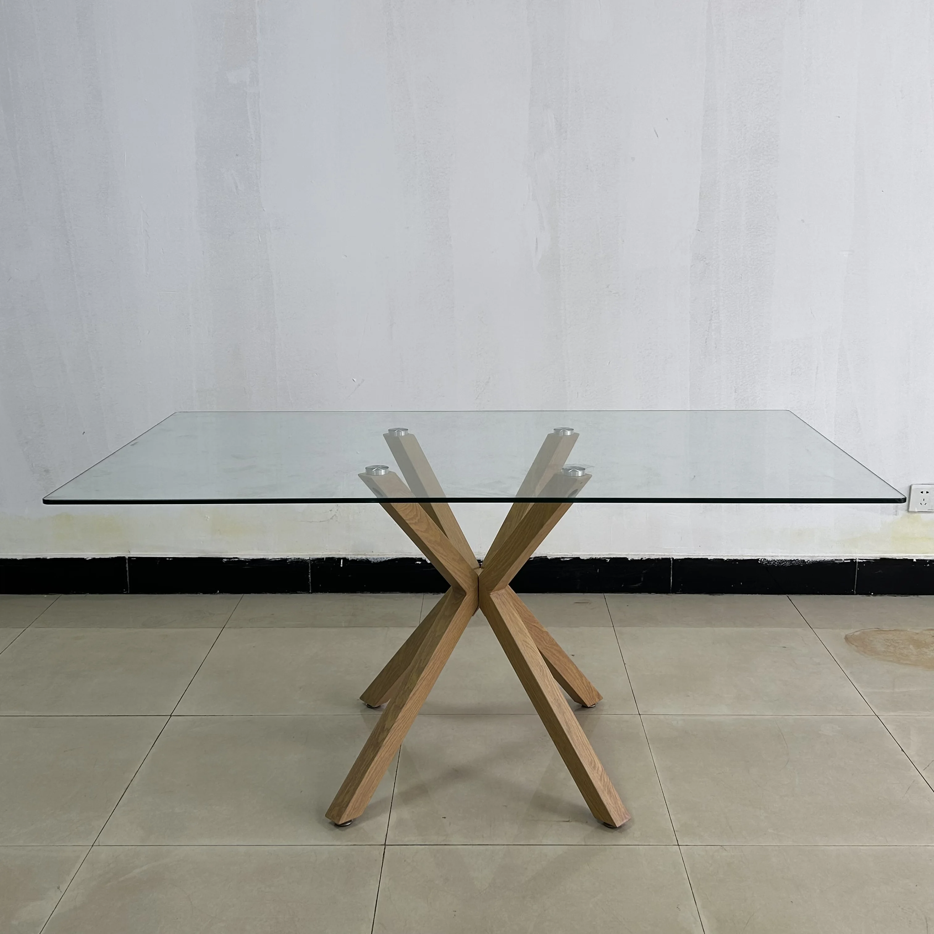 Wholesale Furniture Manufacturers Modern Rectangle Glass Coffee Table Wooden Base Glass Top Coffee Table Glass Center Table