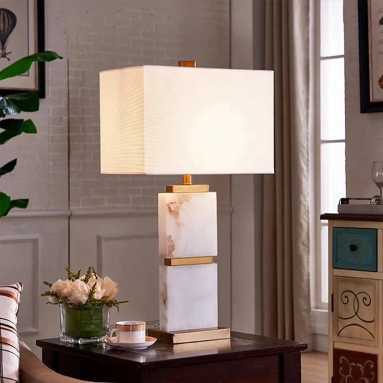 Decorative Desk Light Modern Hotel Restaurant Living Home Decor Bedside Gold Luxury Led Marble Table Lamp For Bedside Tables