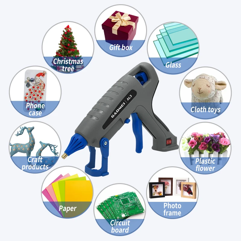 Diy tools glue gun 20w 40w 100 watts 200w set holder hot melt glue gun and hot glue sticks 11 mm 7mm