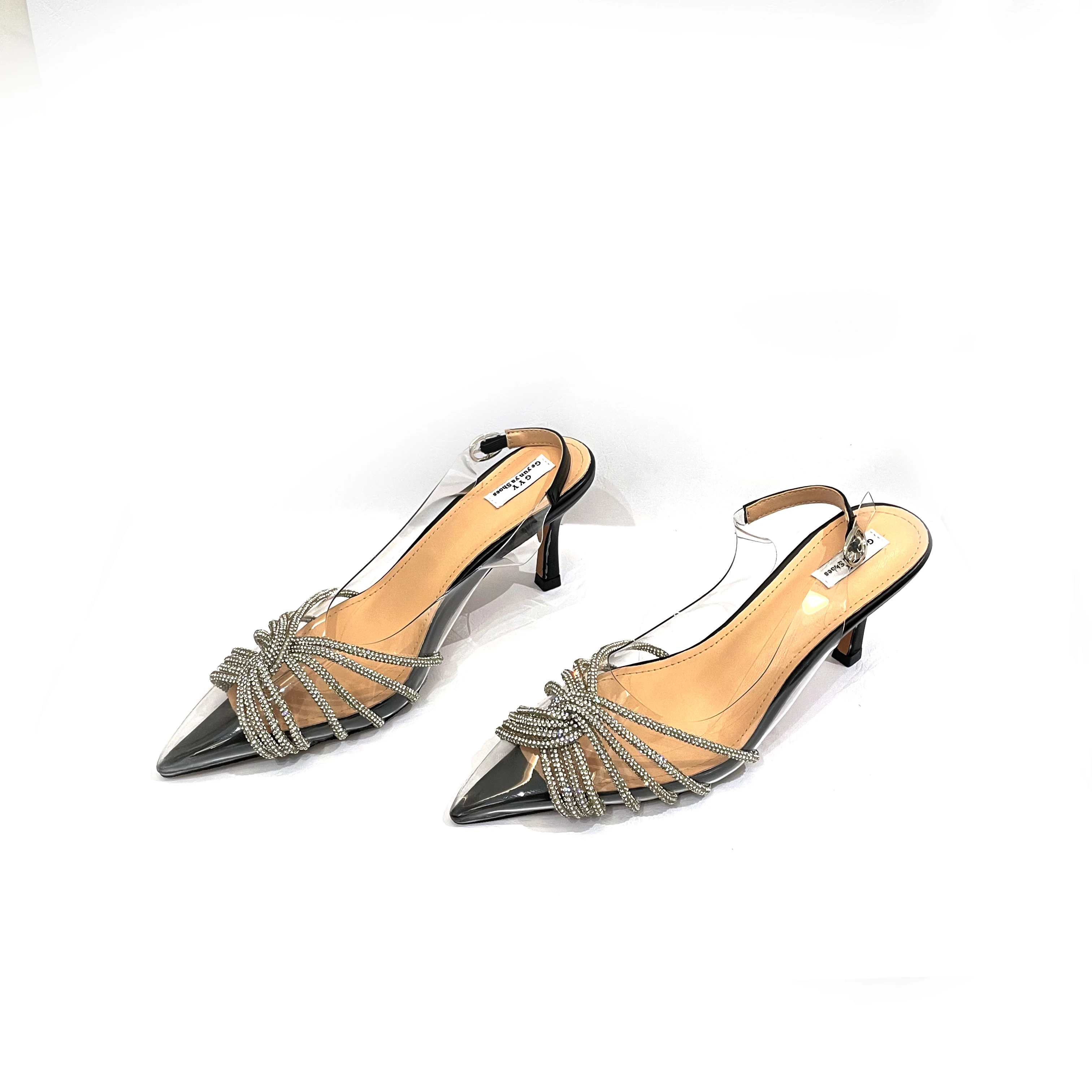 Women Sandals Pointed Toe Crystal Transparent Female Pumps Thin High Heel Slip-On Solid Sexy Ladies Summer Shoes Fashion New