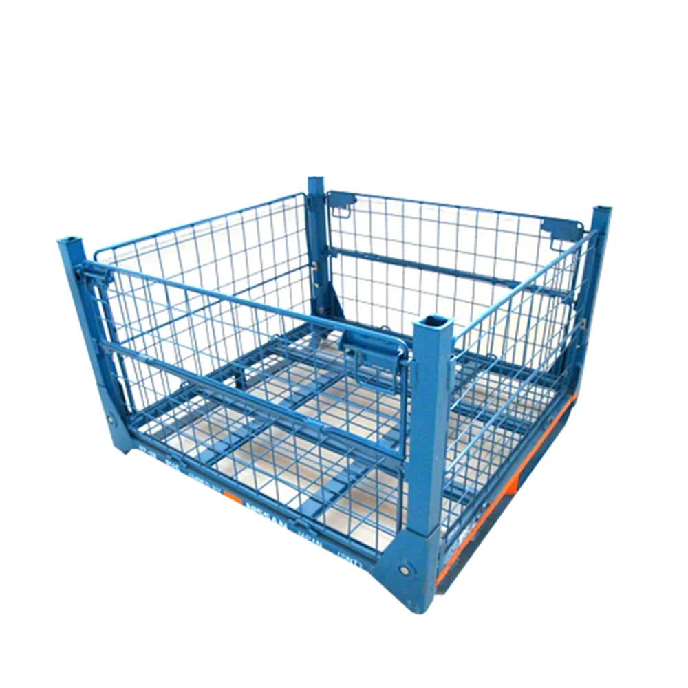 Double Faced 2-Way Wire Mesh Pallet Cage Foldable Warehouse Stillage Steel Storage Box