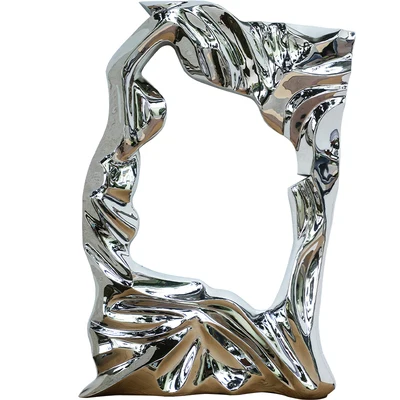 Villa model room wall decorations bathroom mirror frame stainless steel wall decoration rectangular metal wall sculpture art