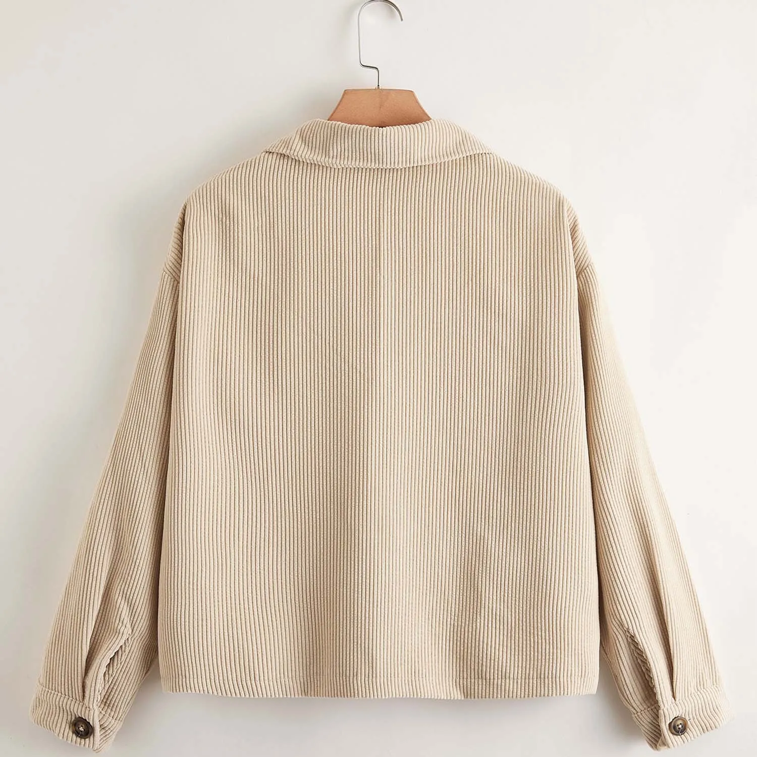  CUVWON Brand Custom Plus Size Corduroy Turn-down Collar Long Coats For Women