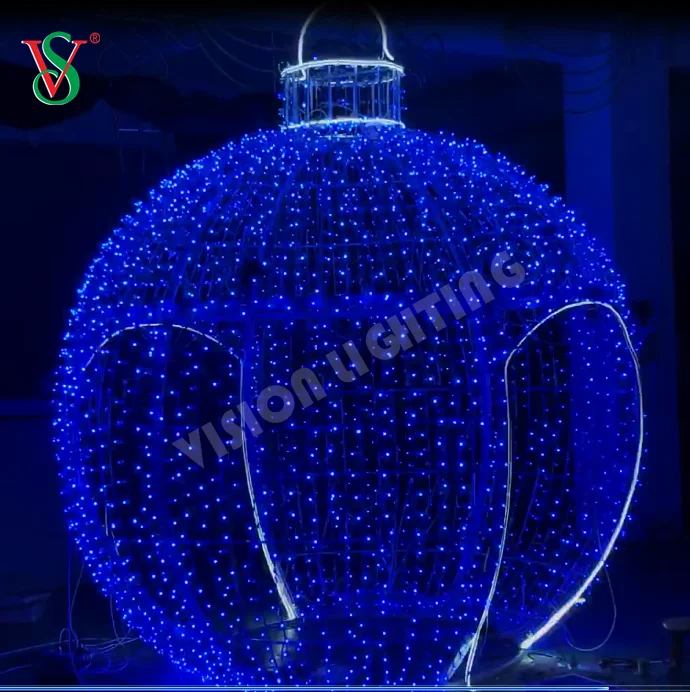 DMX Controlled RGB Programmable 3D Giant Bauble LED Christmas Outdoor Decoration Light Large 3D Ball
