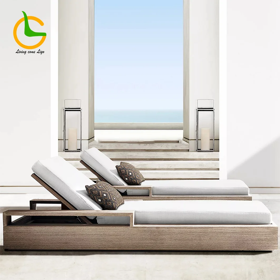Swimming pool used furniture luxury all weather wooden sun loungers beach sun bed outdoor teak sun lounger with 5 years warranty