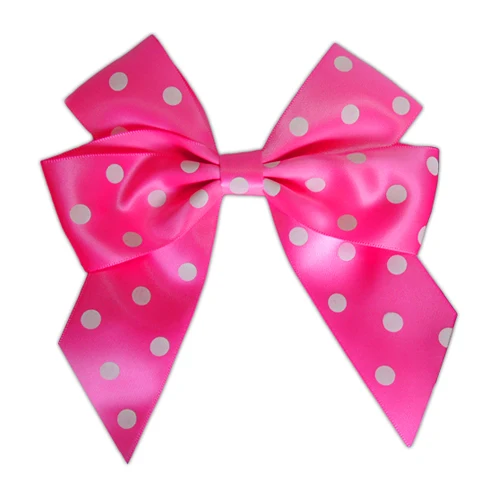 Factory Wholesale Satin Ribbon Headband Bow Hair Ribbons And Bows For Gifts Dot Printed Ribbon Bow