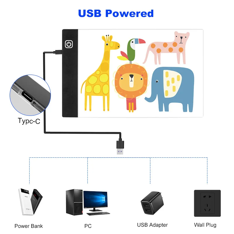 Заводская цена Регулируемая 3 уровня яркости Usb Power A5 светодиодная световая графическая доска для рисования Светодиодная