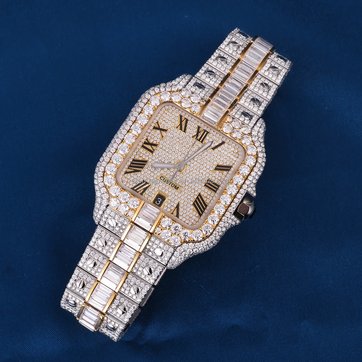 100% Алмазный тестер на заказ роскошные часы с багетом VVS муассанитом в стиле хип-хоп механические из нержавеющей стали со льдом