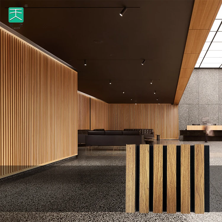 TianGe Public Place Wall And Ceiling Decorative Custom Akupanel Wooden Slat Acoustic Panels
