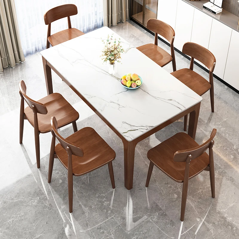 Modern dining room furniture rock board wooden dining table luxury restaurant school rectangular dining room table and chairs
