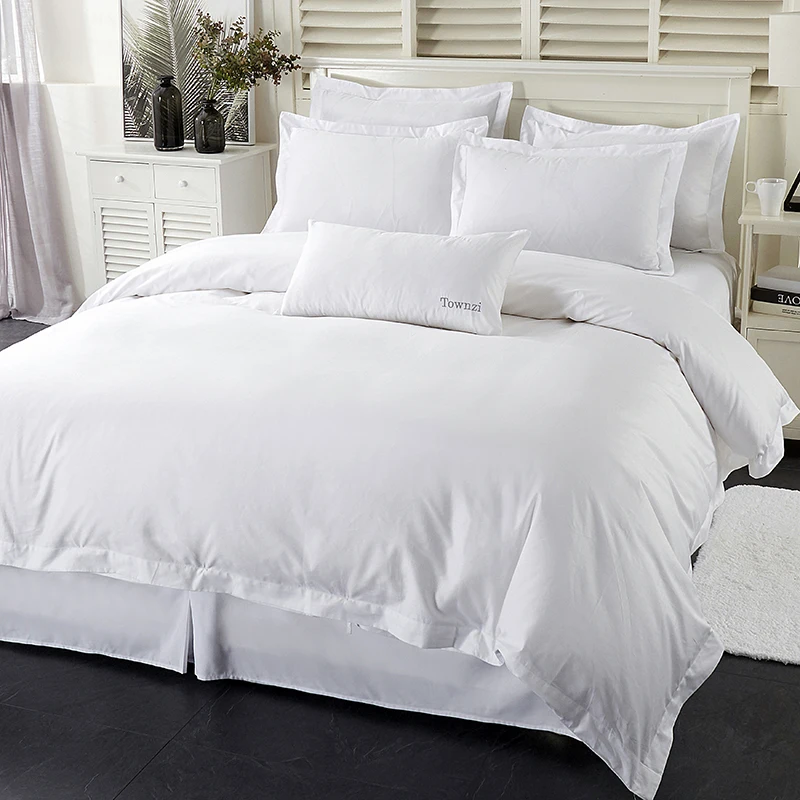 Wholesale Weave White Plain Bed Linen OEM Accepted 100% Cotton hotel bedding egyptian cotton high thread count