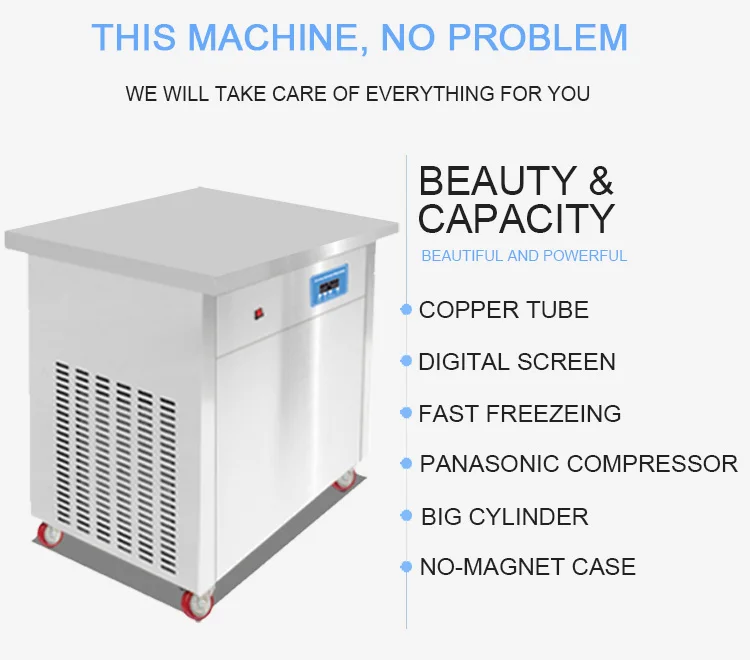 Maquina de helados enrollados commercial fried ice cream machine roll single flat pan roll ice cream machine