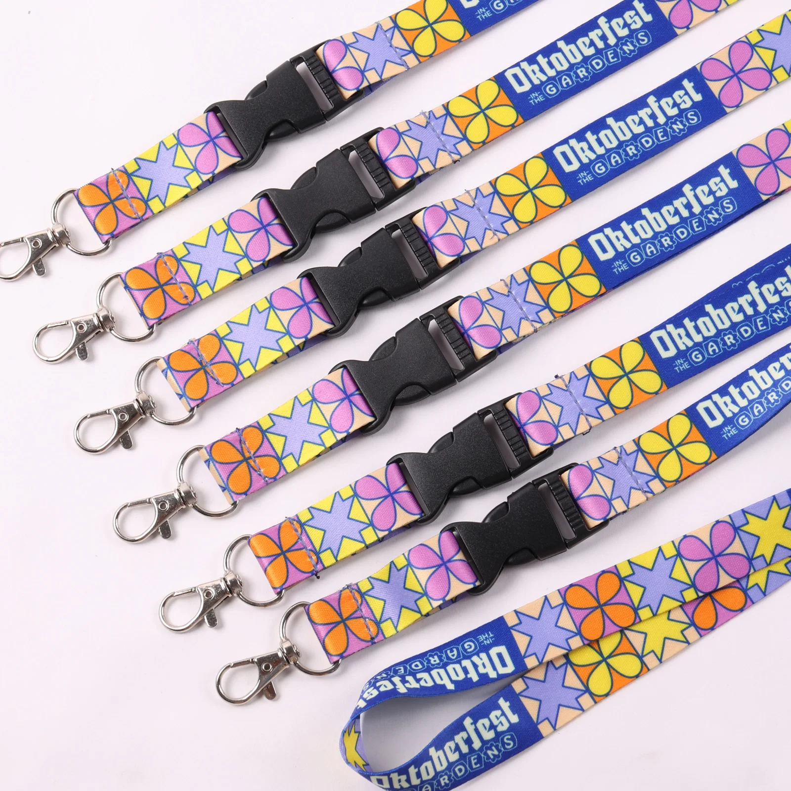 Custom Colorful Printing Hard Plastic ID Card Holder Lanyard Neck Strap Lanyard With Breakaway Buckle