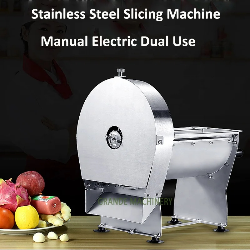 Small Stainless Steel Manual Electric Both Use Fruit Vegetable Cutting Slicing Machine for Lemon Orange Kiwifruit Dragonfruit