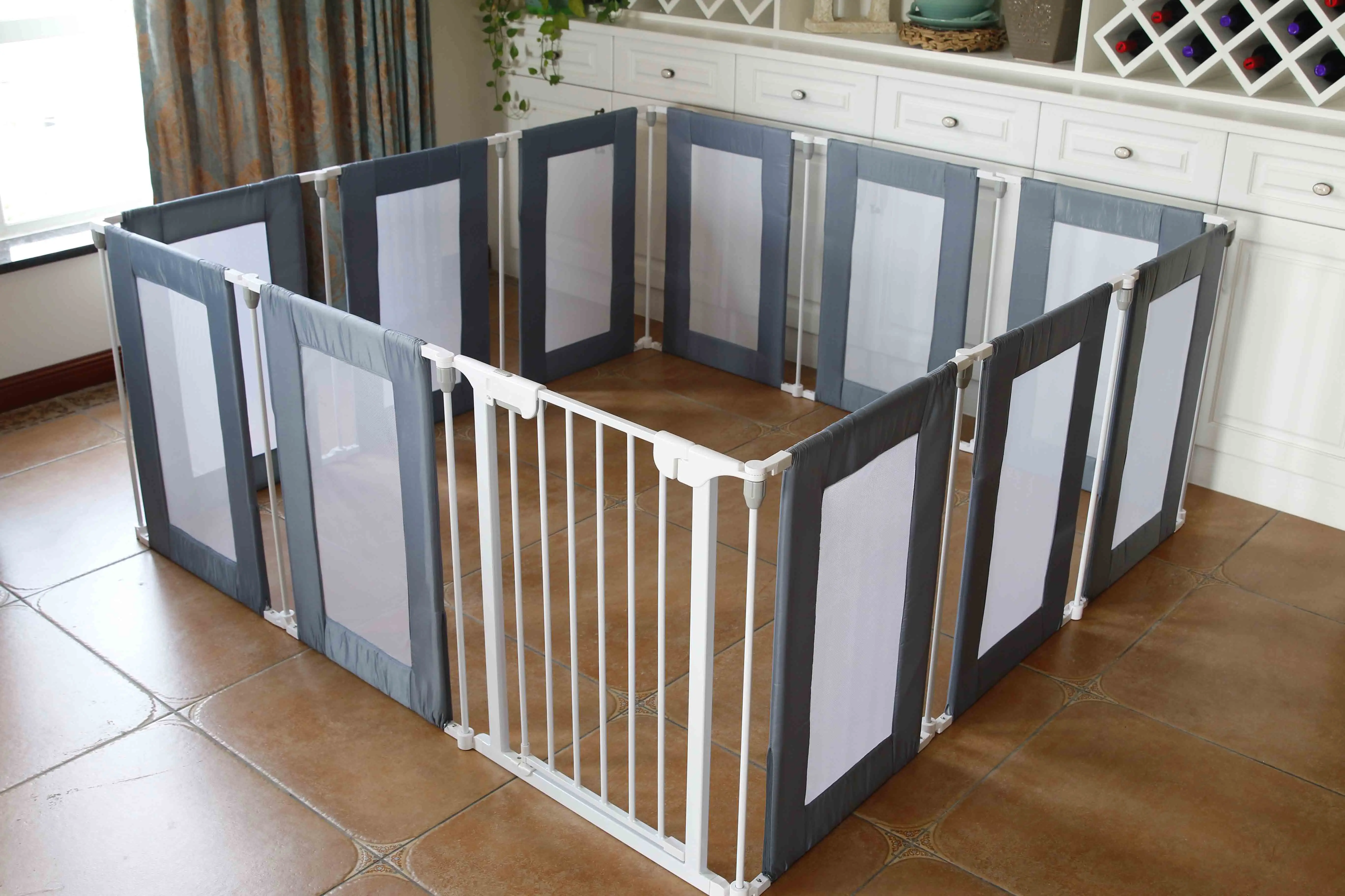 Portable Easy Folding Indoor Fabric Large Toddler Safety Fence Baby Playpen with Gate for Kids