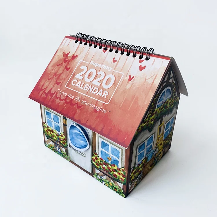 Stand Up Desk Calendar House Shape Custom Design Printing Promotional Calendar