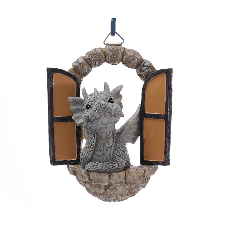 JOWYAR Waterproof Eco-friendly Garden Dinosaur Open Door Statues Mystical Miniature Dinosaur Doors Ornaments