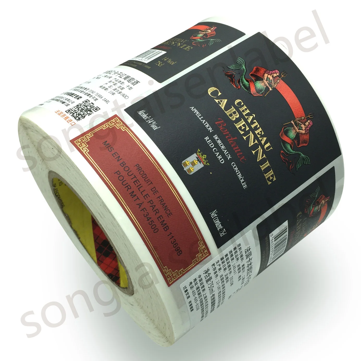 High Quality Bronzing Embossed Crystal Spot UV Wet Strength Texture Paper Roll Wine Labels