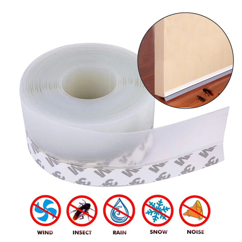 Transparent Adhesive Tape Silicone door seal strip For Doors Windows And Shower Glass Gaps