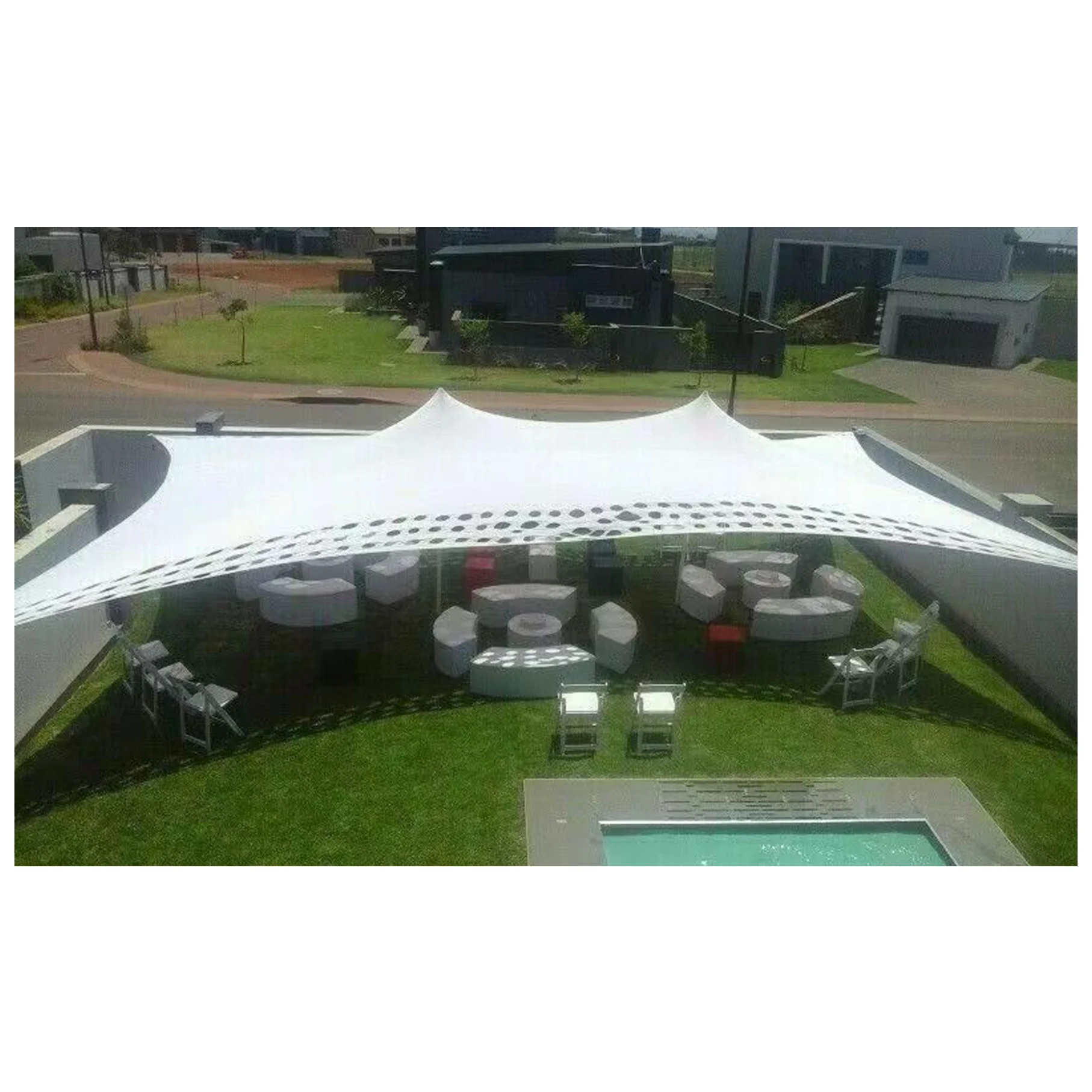 50 Seater White Garden Hole Stretch Shade Tents for Garden Shelter