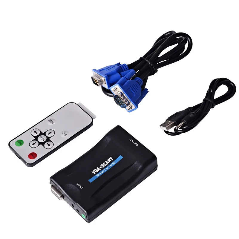 Professional New Design VGA to Scart HDTV PC video audio converter adapter