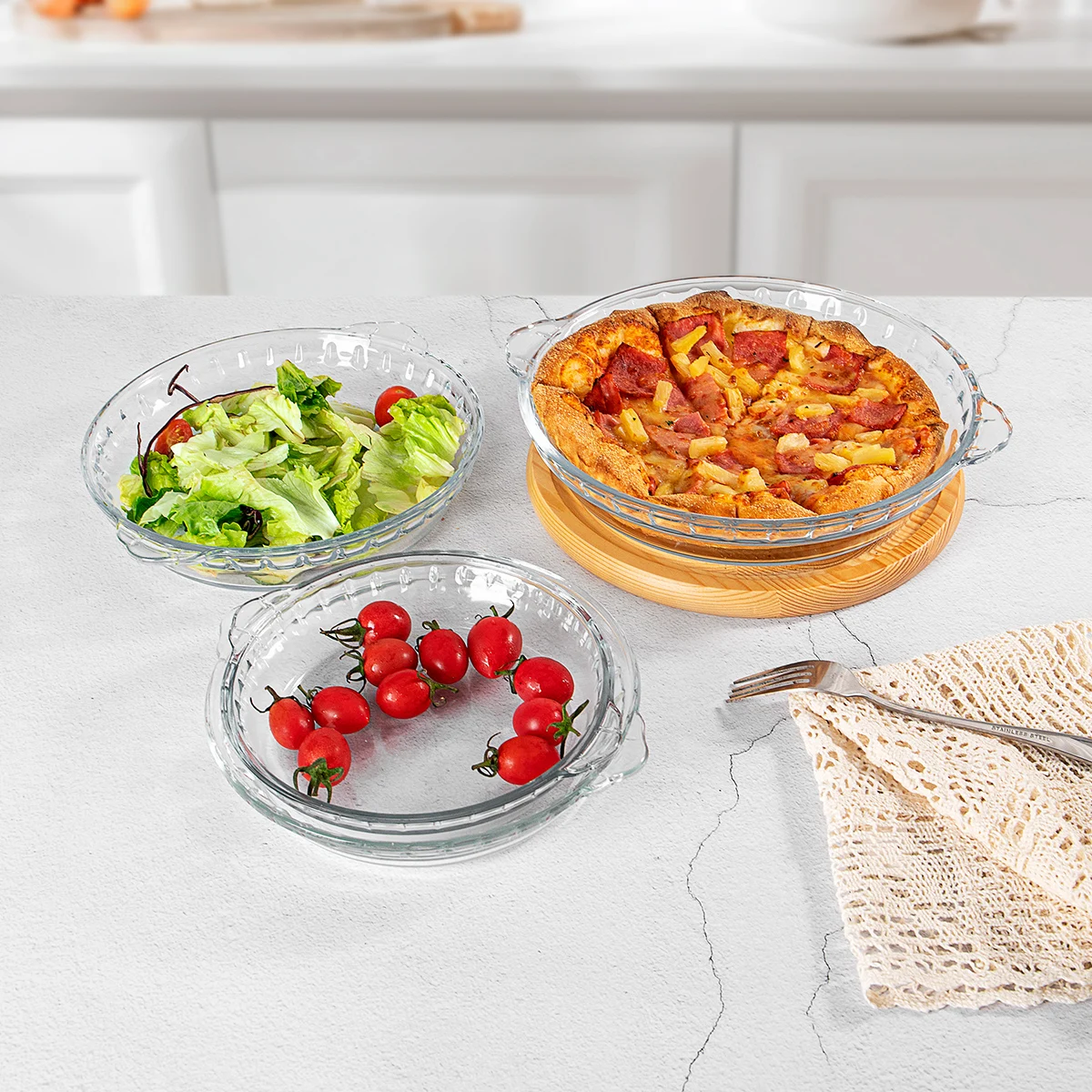 JINGHUANG OEM/ODM кухонная посуда для выпечки квадратной формы круглой термостойкий стеклянный поднос