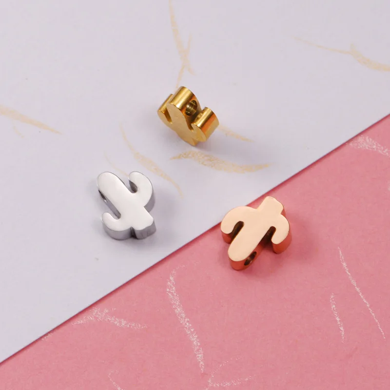 Wholesale DIY High Polished Cactus Charm Stainless Steel Beads