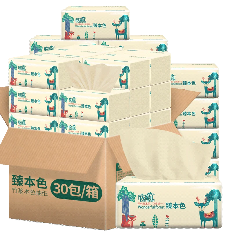 Bamboo Pulp Soft Facial Tissue Bacteriostatic Bamboo Fiber Can be customized personalized tissue paper