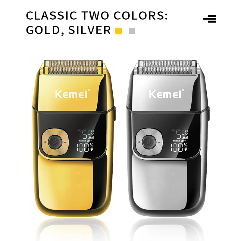  KEMEI KM-2028 Мужская электрическая металлическая бритва светодиодный дисплей регулируемая скорость USB триммер для волос бритья и