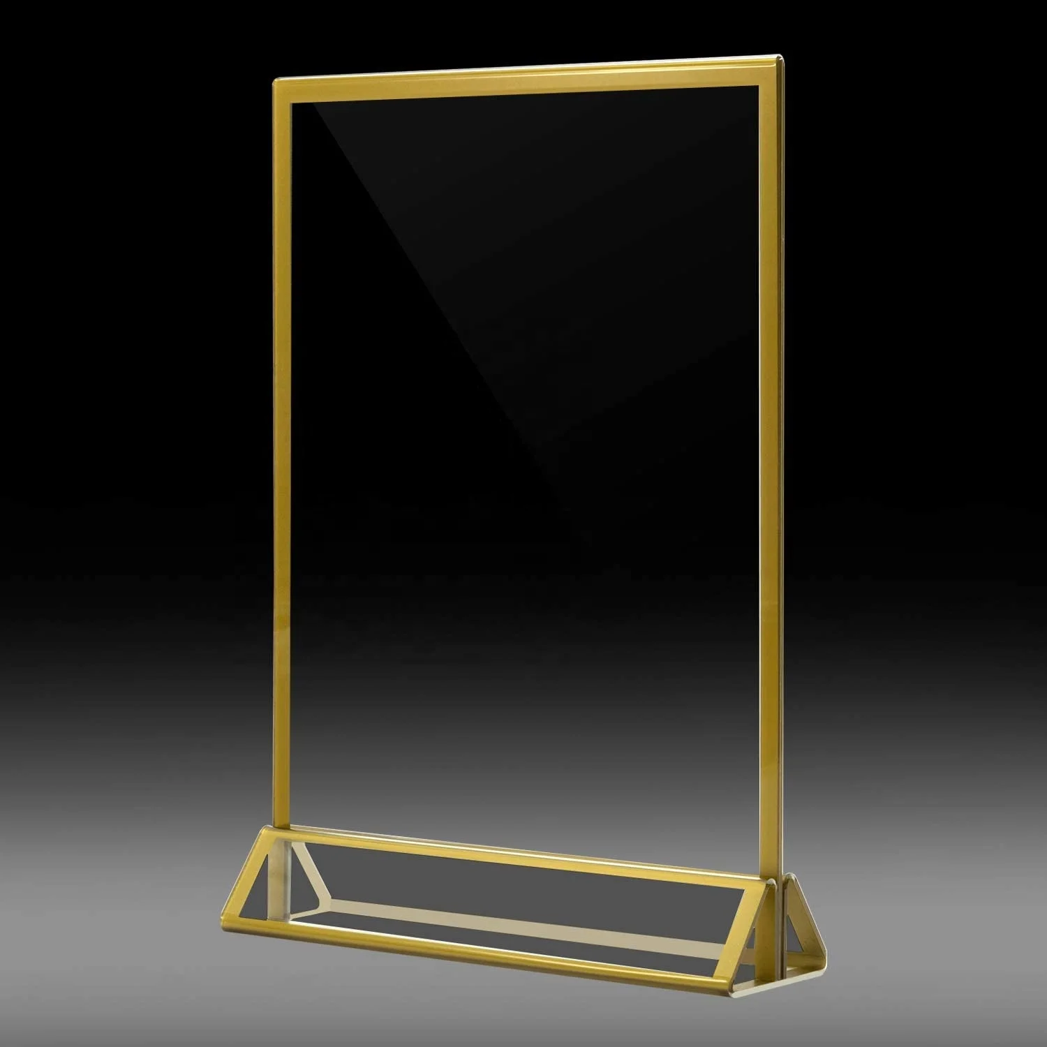 T shape 8.5*11 double sided gold acrylic sign holder menu display stand wedding table number holder