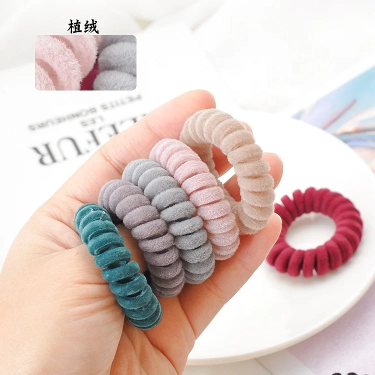 Girl Woman Knit Telephone Wire Elastic Hair Bands Rubber Band  Hair Rope Screw-type Shape Hair Ties Headwear
